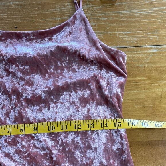 Ecote pink sleeveless spaghetti strap lined crushed velvet mini dress size L - Picture 7 of 8